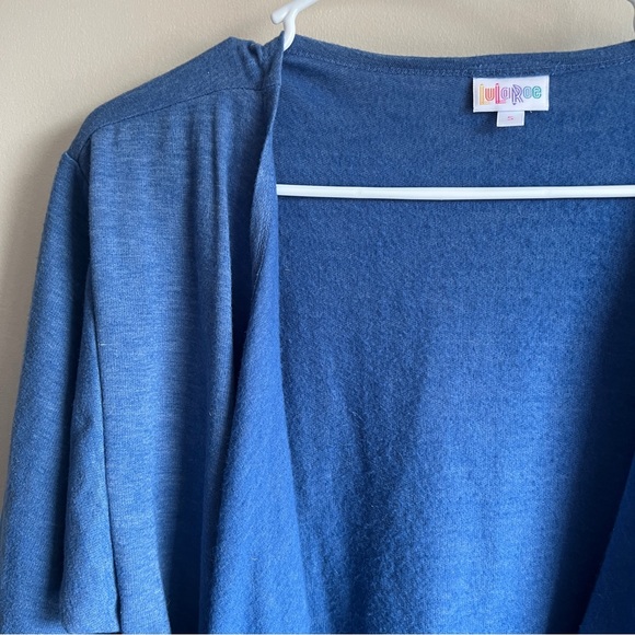 Lularoe Blue Sweater Draped Front Shirley Kimono - Picture 3 of 4